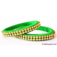 Lime Green Silk Thread Bangles-2 Set