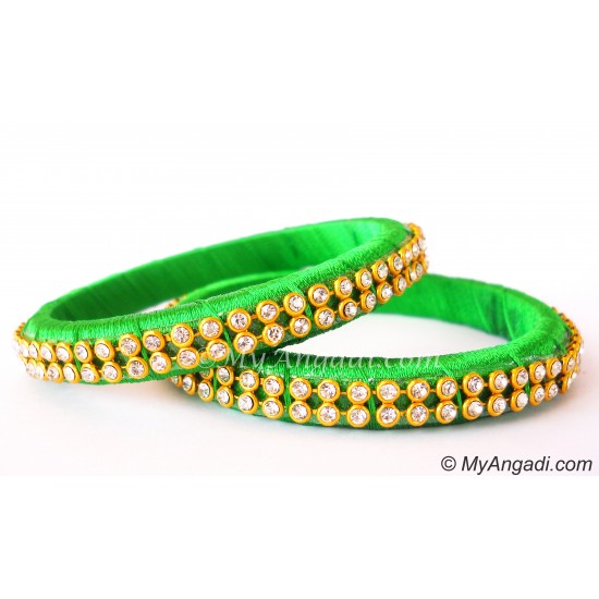 Lime Green Silk Thread Bangles-2 Set