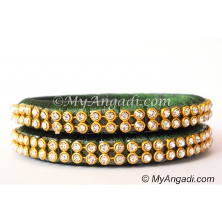 Dark Green Silk Thread Bangles-2 Set