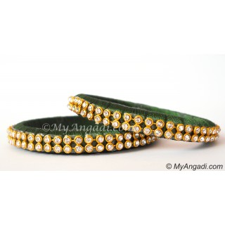 Dark Green Silk Thread Bangles-2 Set