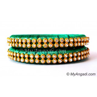 Green Silk Thread Bangles-2 Set