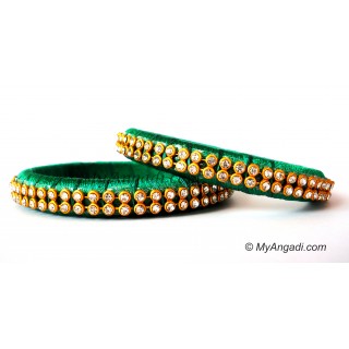 Green Silk Thread Bangles-2 Set