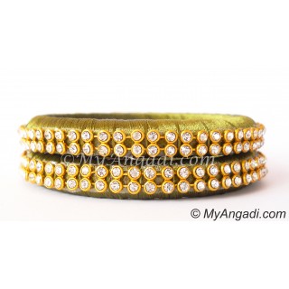 Olive Green Colour Silk Thread Bangles-2 Set