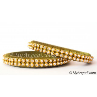 Olive Green Colour Silk Thread Bangles-2 Set