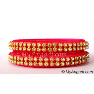 Pink Silk Thread Bangles-2 Set