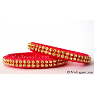 Pink Silk Thread Bangles-2 Set