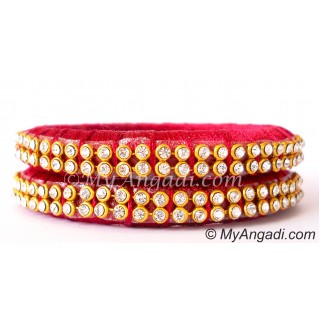 Magenta Colour Silk Thread Bangles-2 Set