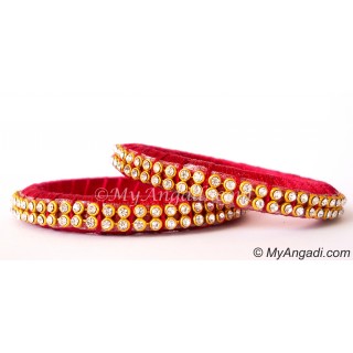 Magenta Colour Silk Thread Bangles-2 Set