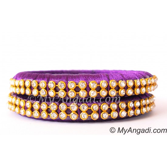 Violet Colour Silk Thread Bangles-2 Set