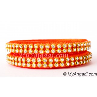 Orange Colour Silk Thread Bangles-2 Set