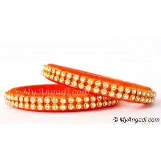 Orange Colour Silk Thread Bangles-2 Set