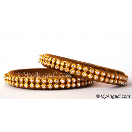 Kakki Colour Silk Thread Bangles-2 Set