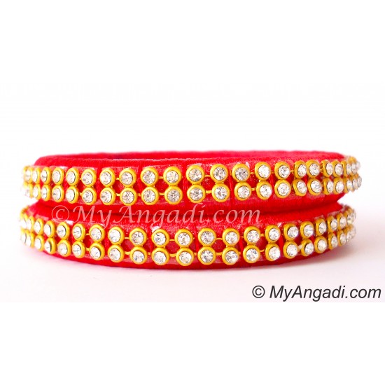 Red Colour Silk Thread Bangles-2 Set