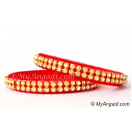 Red Colour Silk Thread Bangles-2 Set