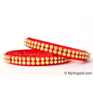Red Colour Silk Thread Bangles-2 Set