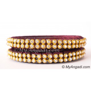 Maroon Colour Silk Thread Bangles-2 Set