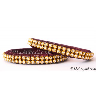 Maroon Colour Silk Thread Bangles-2 Set