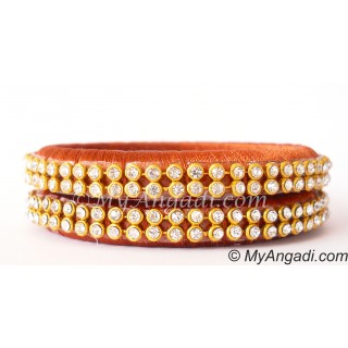 Brick Red Colour Silk Thread Bangles-2 Set