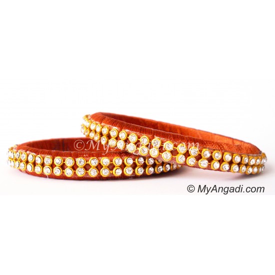 Brick Red Colour Silk Thread Bangles-2 Set