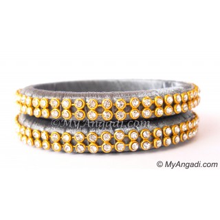 Grey Colour Silk Thread Bangles-2 Set