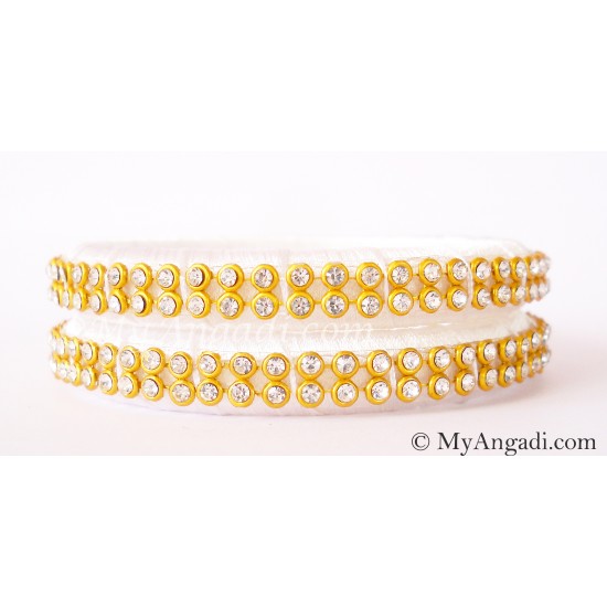 White  Silk Thread Bangles-2 Set