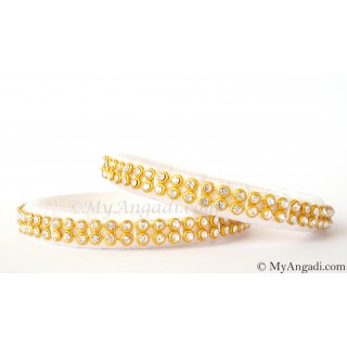 White  Silk Thread Bangles-2 Set