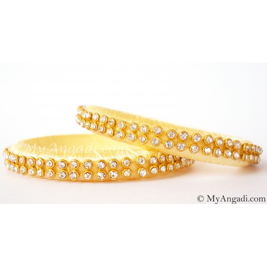 Ivory Colour Silk Thread Bangles-2 Set