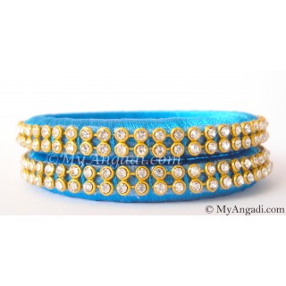 Blue Colour Silk Thread Bangles-2 Set