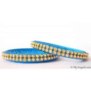 Blue Colour Silk Thread Bangles-2 Set