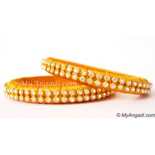 Golden Colour Silk Thread Bangles-2 Set
