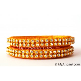 Dark Yellow Colour Silk Thread Bangles-2 Set