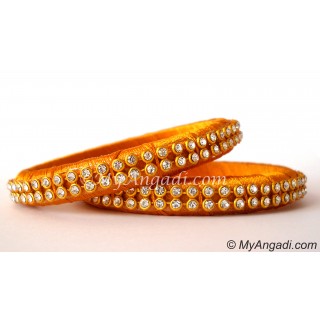 Dark Yellow Colour Silk Thread Bangles-2 Set