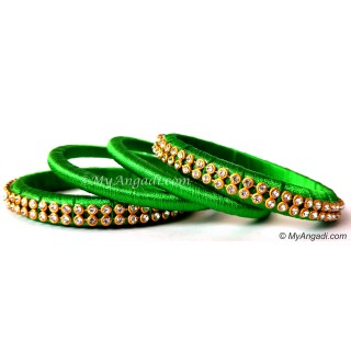 Lime Green Silk Thread Bangles-4 Set