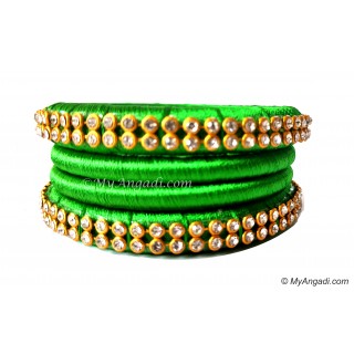 Lime Green Silk Thread Bangles-4 Set