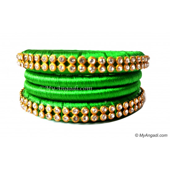 Lime Green Silk Thread Bangles-4 Set