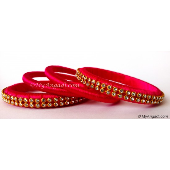 Pink Silk Thread Bangles-4 Set