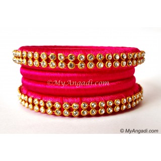 Pink Silk Thread Bangles-4 Set