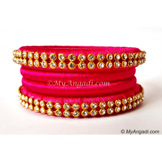 Pink Silk Thread Bangles-4 Set