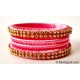 Rose Colour Silk Thread Bangles-4 Set