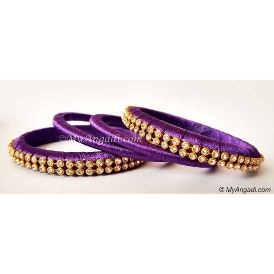 Violet Colour Silk Thread Bangles-4 Set