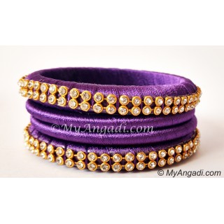 Violet Colour Silk Thread Bangles-4 Set