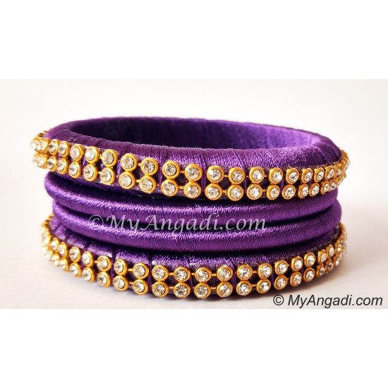 Violet Colour Silk Thread Bangles-4 Set