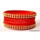 Orange Colour Silk Thread Bangles-4 Set