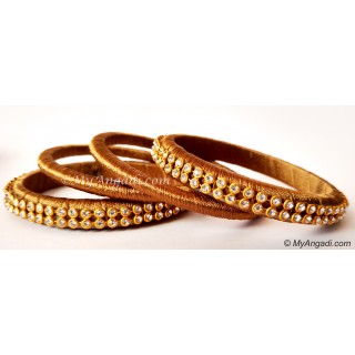 Kakki Colour Silk Thread Bangles-4 Set