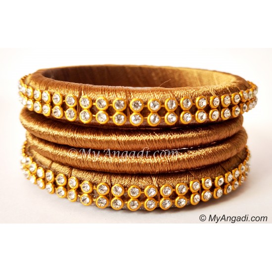 Kakki Colour Silk Thread Bangles-4 Set