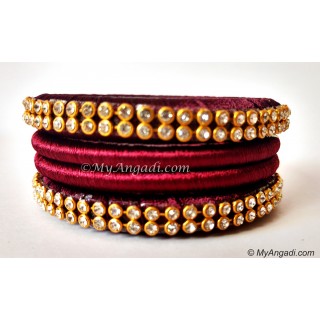 Maroon Colour Silk Thread Bangles-4 Set