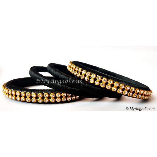 Black Colour Silk Thread Bangles-4 Set Black Colour Silk Thread Bangles-4 Set