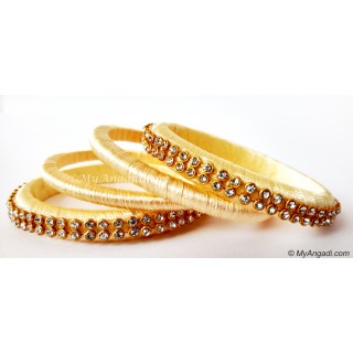 Ivory Colour Silk Thread Bangles-4 Set