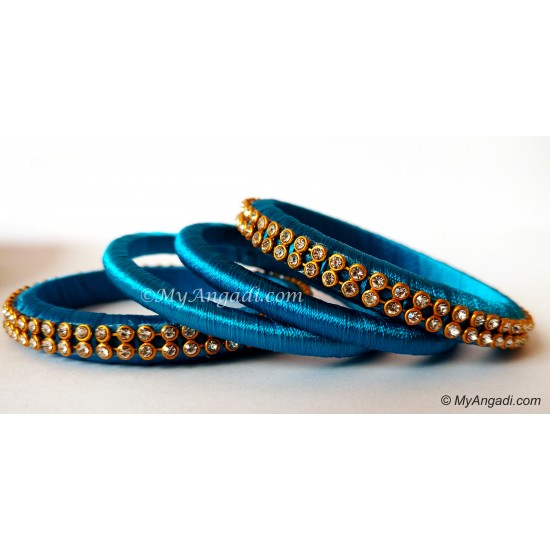 Blue Colour Silk Thread Bangles-4 Set Blue Colour Silk Thread Bangles-4 Set
