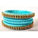 Turquoise Blue Colour Silk Thread Bangles-4 Set
